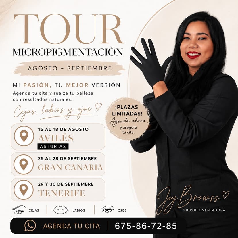 Tour Micropigmentación Jey Brows — Avilés, Gran Canaria, Tenerife